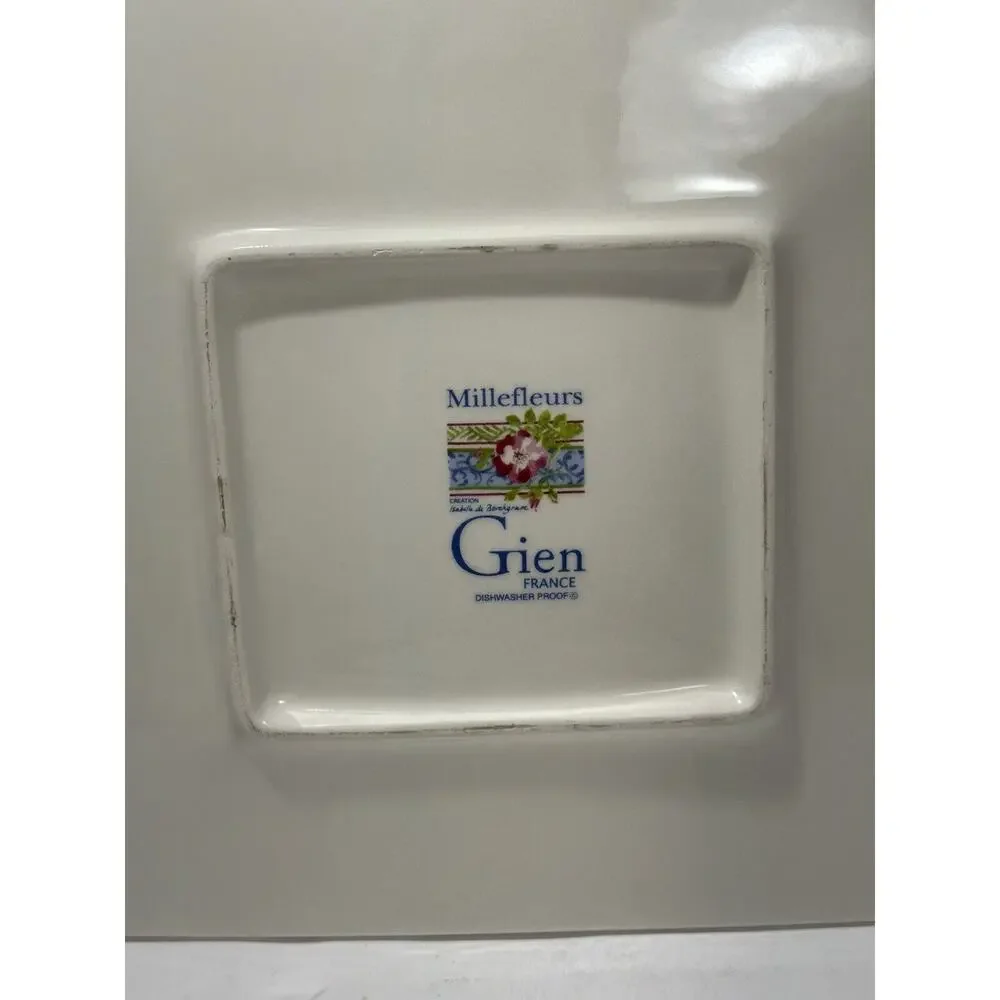 Gien France Millefleurs Floral Square Plate Tray Platter 11.5